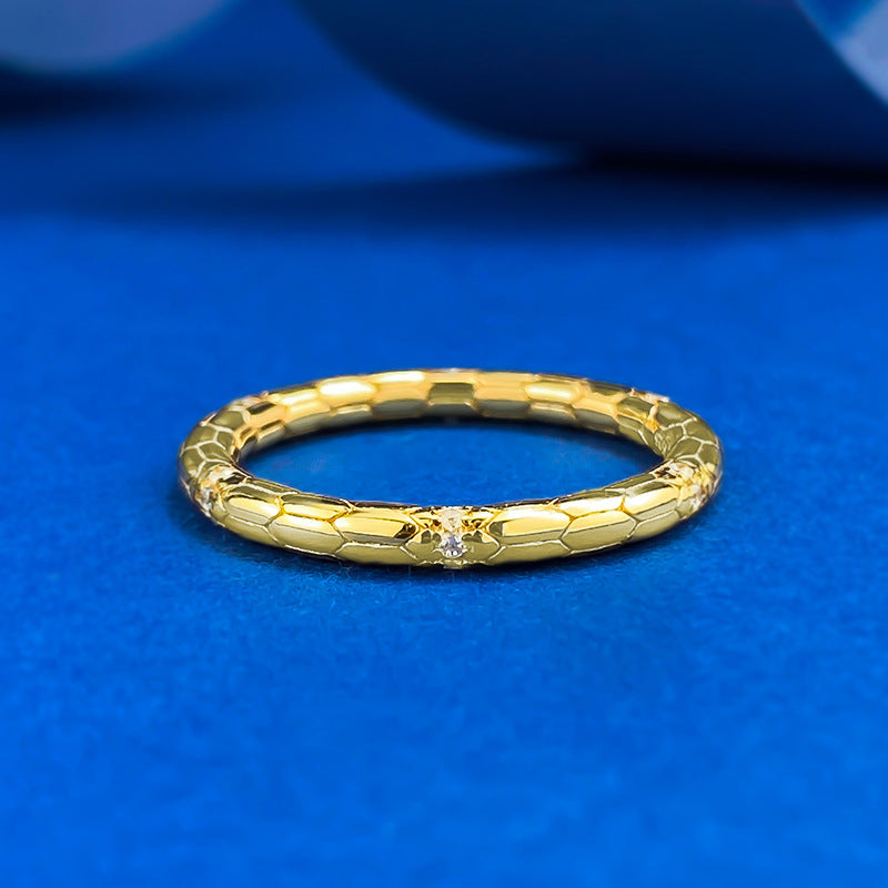 Urqanyu S925 silver gold-plated snake ouroboros minimalist light luxury cubic zirconia ring