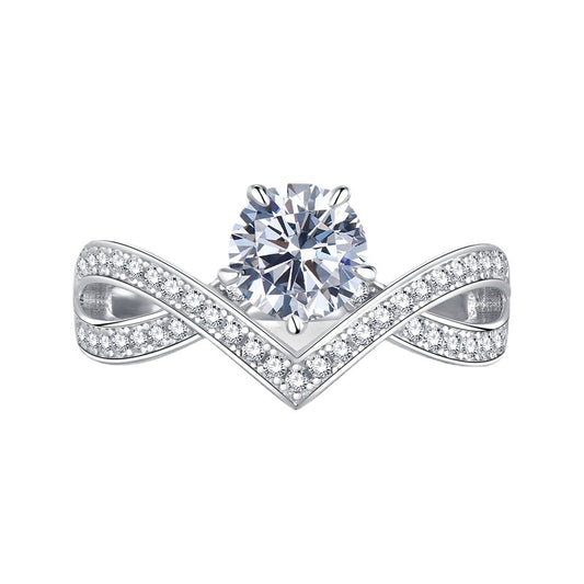 Urqanyu S925 silver classic one carat white diamond ring cubic zirconia ring
