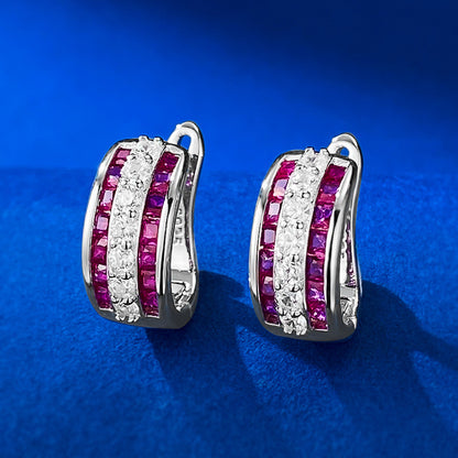 Urqanyu S925 silver temperament c-shaped earrings simple and cool style cubic zirconia earrings
