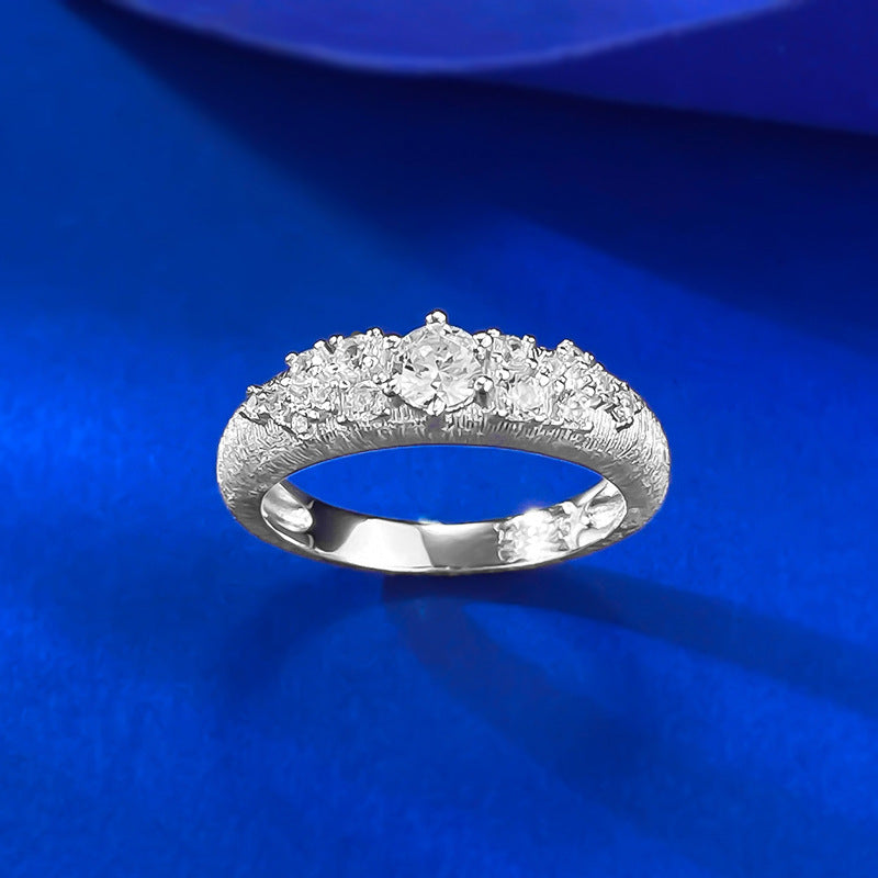 Urqanyu S925 silver gold-plated brushed sky full of stars exquisite simple style cubic zirconia ring