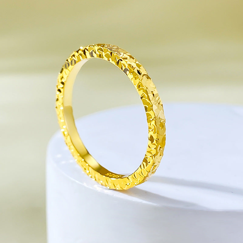 Urqanyu S925 sterling silver crushed ice ring niche design couple model