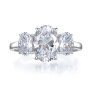 Urqanyu S925 silver oval four-claw support diamond three cubic zirconia engagement ring 8*11