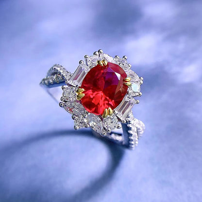 Urqanyu 925 silver pigeon egg oval luxury surround cubic zirconia ring 7*9