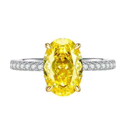 Urqanyu S925 silver oval radiant cubic zirconia ring 8*12