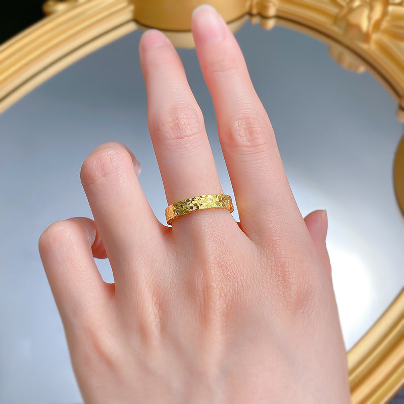 Urqanyu S925 sterling silver crushed ice ring niche design couple model