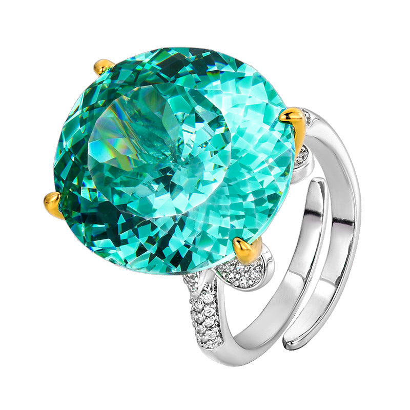 Urqanyu copper-based gold-plated simulated Para green temperament retro square zirconia ring