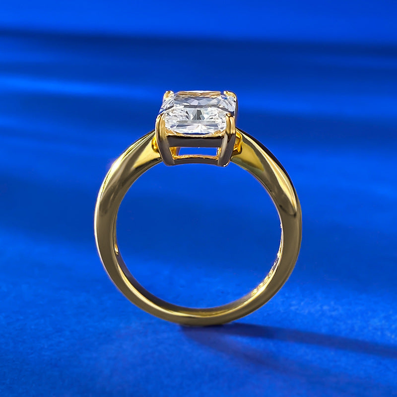 Urqanyu S925 silver ice flower cut rectangular cubic zirconia ring