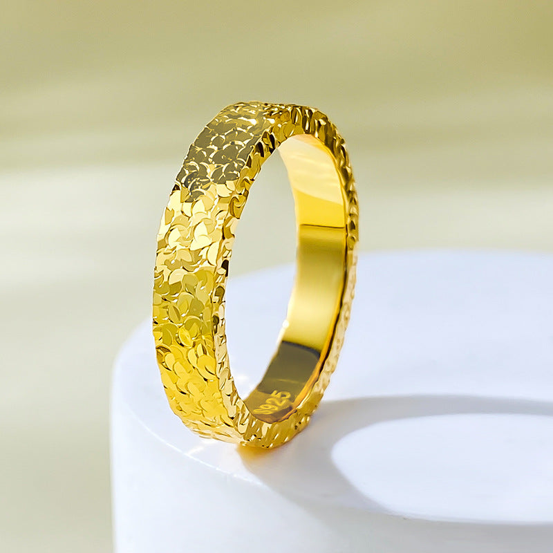 Urqanyu S925 sterling silver crushed ice ring niche design couple model