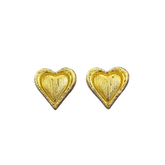 Urqanyu s925 silver gold-plated heart brushed fashionable all-match cubic zirconia earrings