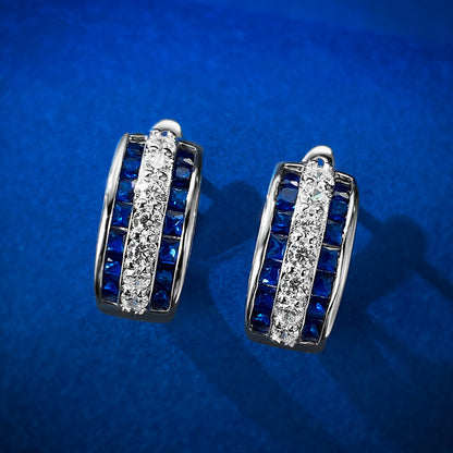Urqanyu S925 silver temperament c-shaped earrings simple and cool style cubic zirconia earrings