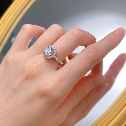 Urqanyu S925 silver simulated diamond round white diamond cubic zirconia ring 8mm