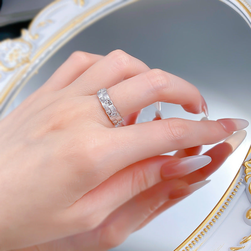 Urqanyu Bracchiati brushed cubic zirconia ring Italian craft S925 silver