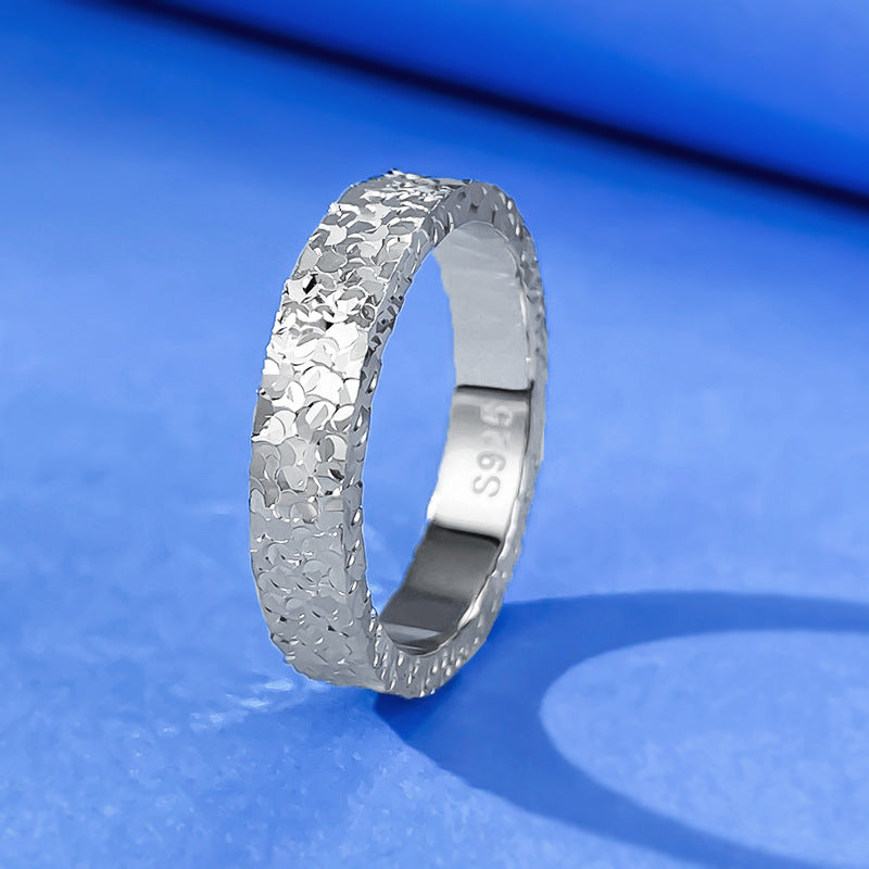 Urqanyu S925 sterling silver crushed ice ring niche design couple model