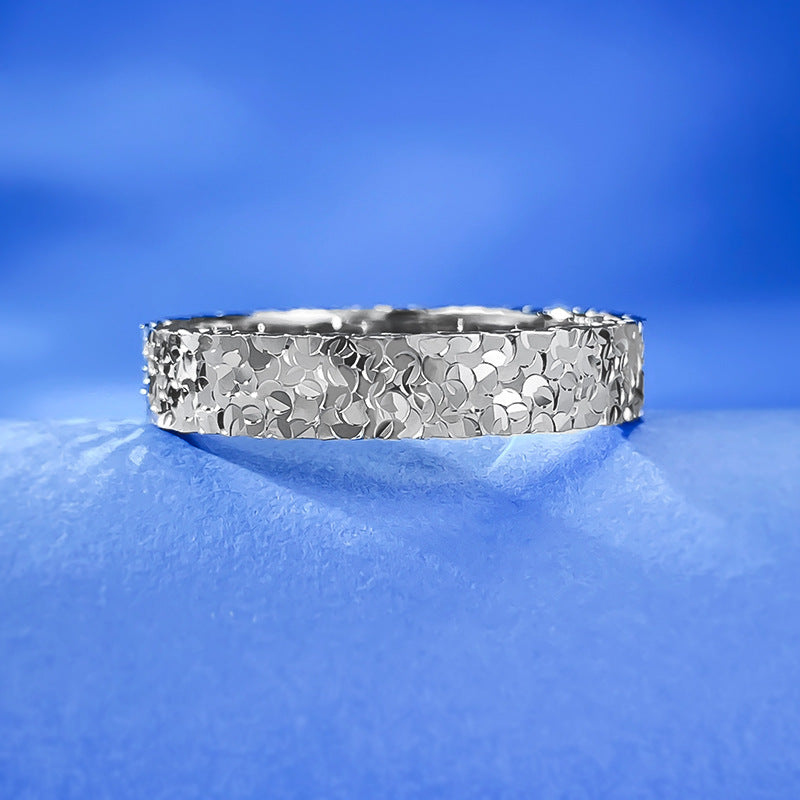 Urqanyu S925 sterling silver crushed ice ring niche design couple model
