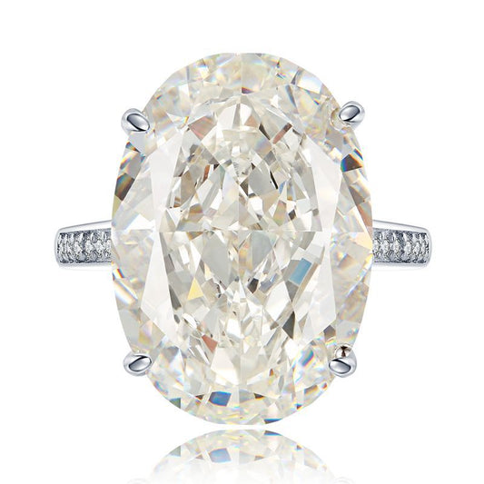 Urqanyu S925 silver large carat pigeon egg ice flower cut silver cubic zirconia ring 14*20