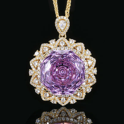 Urqanyu Copper-base gold-plated rose-cut elegant retro cubic zirconia pendant necklace