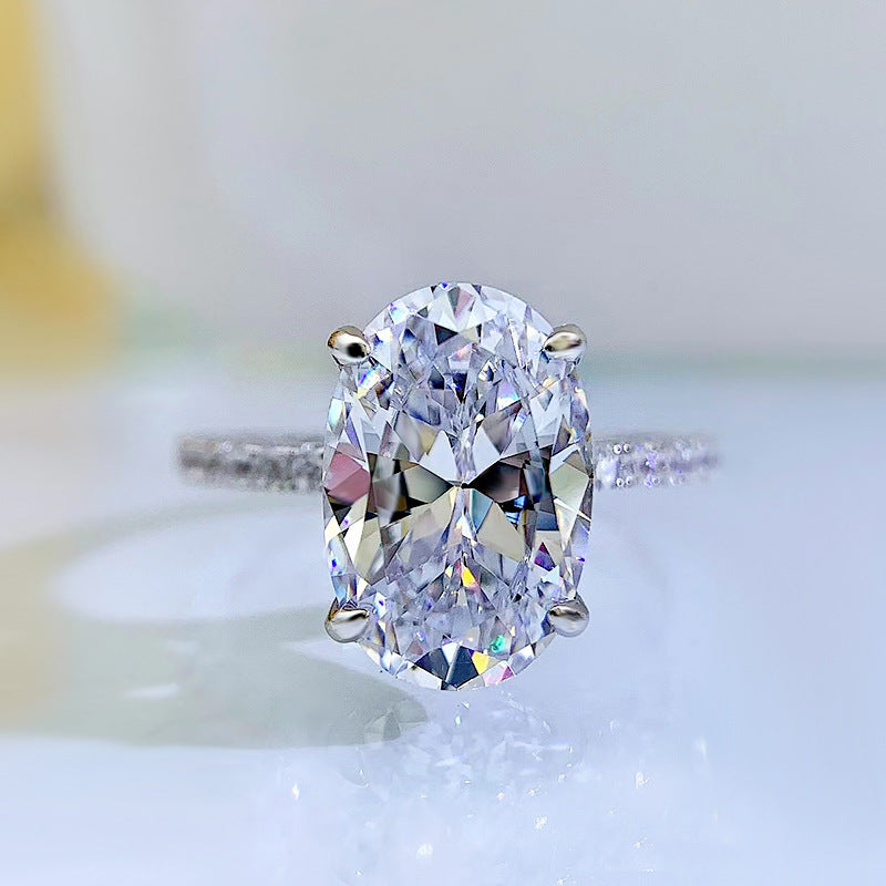 Urqanyu 925 silver simulated diamond oval radiant cubic zirconia stone bottom cutting ring8*12