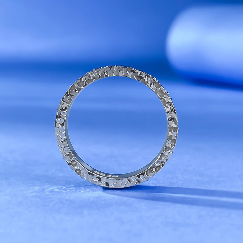 Urqanyu S925 sterling silver crushed ice ring niche design couple model
