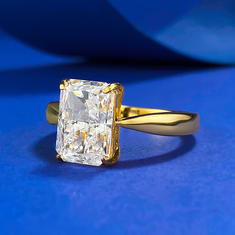 Urqanyu S925 silver ice flower cut rectangular cubic zirconia ring