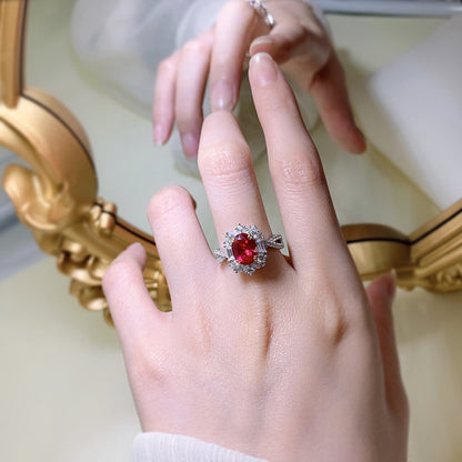 Urqanyu 925 silver pigeon egg oval luxury surround cubic zirconia ring 7*9