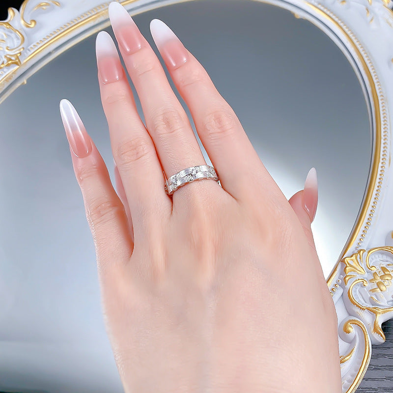 Urqanyu Bracchiati brushed cubic zirconia ring Italian craft S925 silver