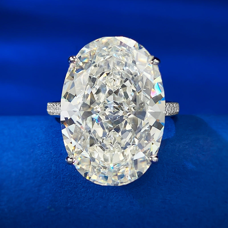 Urqanyu S925 silver large carat pigeon egg ice flower cut silver cubic zirconia ring 14*20