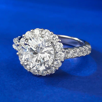 Urqanyu S925 silver simulated diamond round white diamond cubic zirconia ring 8mm