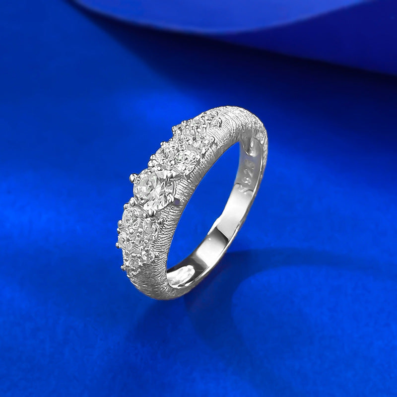Urqanyu S925 silver gold-plated brushed sky full of stars exquisite simple style cubic zirconia ring