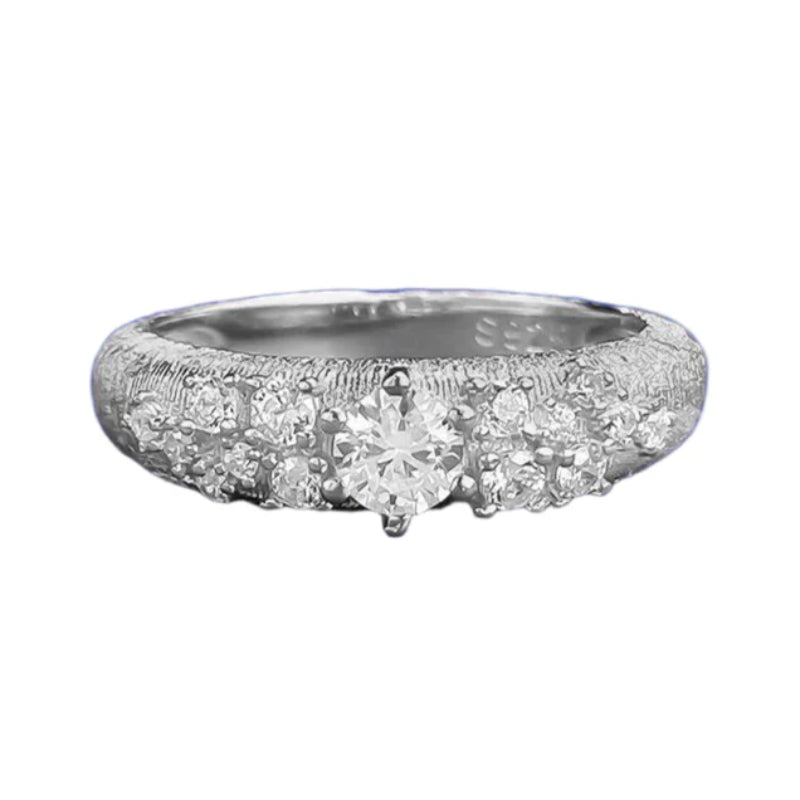 Urqanyu S925 silver gold-plated brushed sky full of stars exquisite simple style cubic zirconia ring