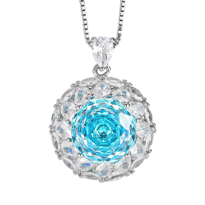Urqanyu copper base gold-plated millennium cut gradient temperament cubic zirconia pendant necklace