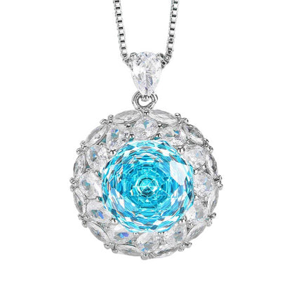 Urqanyu copper base gold-plated millennium cut gradient temperament cubic zirconia pendant necklace