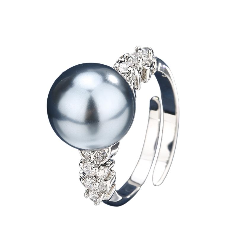 Urqanyu copper-based gold-plated simulated pearl simple style fashion cubic zirconia ring