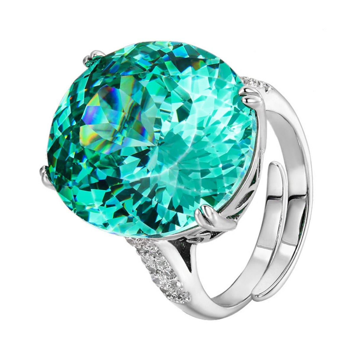 Urqanyu copper-based gold-plated simulated Para green temperament cubic zirconia ring