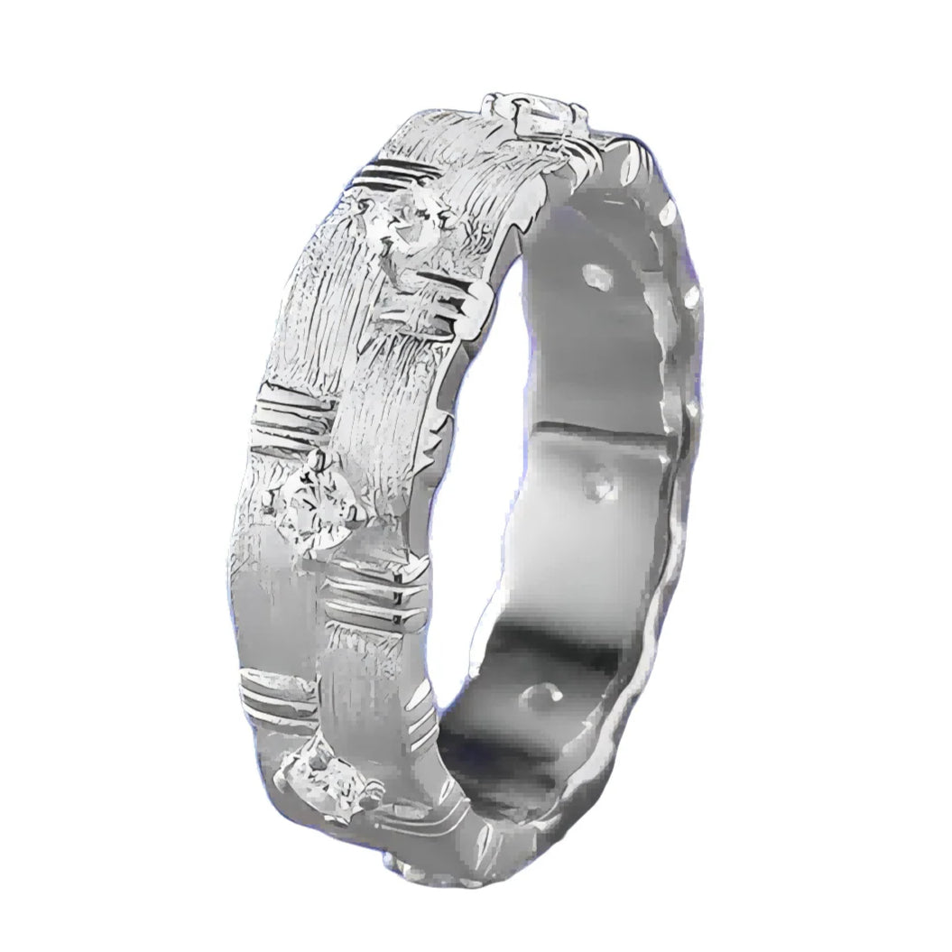 Urqanyu Bracchiati brushed cubic zirconia ring Italian craft S925 silver
