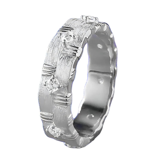 Urqanyu Bracchiati brushed cubic zirconia ring Italian craft S925 silver