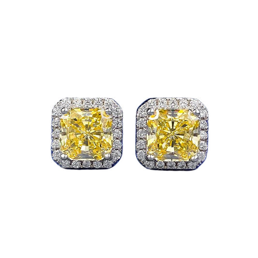 Urqanyu S925 silver simple 7mm ice flower cut all-match cubic zirconia earrings