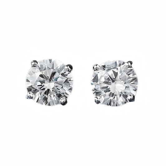 Urqanyu S925 silver one carat classic round cut simulation diamond fashionable all-match cubic zirconia earrings
