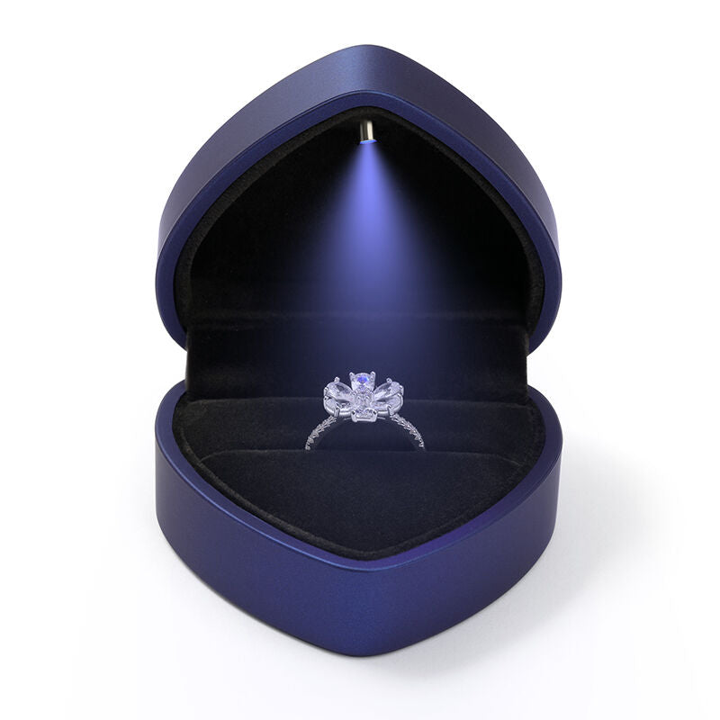 Urqanyu Cool Blue Heart Shape Ring Box with LED Light