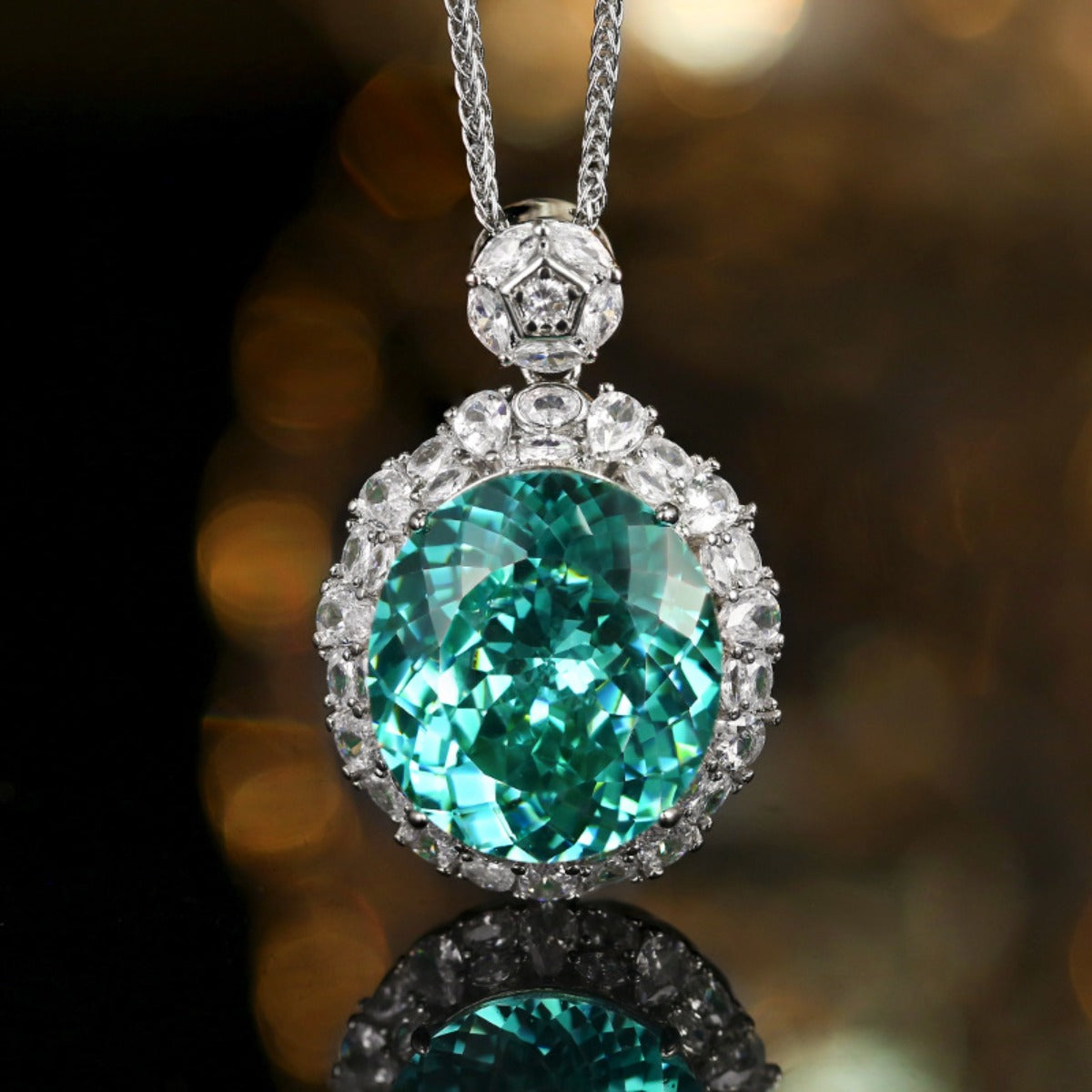 Urqanyu copper-based gold-plated simulated Para green temperament cubic zirconia pendant necklace