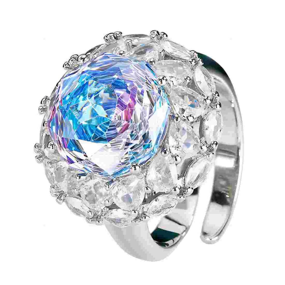 Urqanyu copper base gold-plated millennium cut gradient temperament cubic zirconia ring