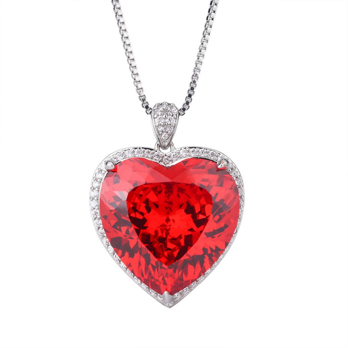 Urqanyu Gold Plated Copper Box Chain Bird's Nest Cut Vintage Large Heart Cubic Zirconia Pendant Necklace 20mm