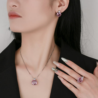 Urqanyu Copper-base gold-plated imitation rose-cut dried rose simple style cubic zirconia earrings