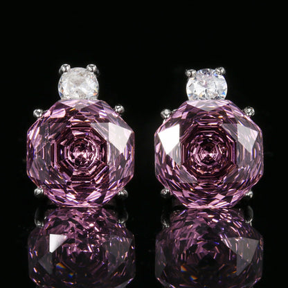 Urqanyu Copper-base gold-plated imitation rose-cut dried rose simple style cubic zirconia earrings