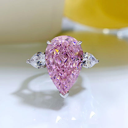 Urqanyu S925 silver diamond water drop cubic zirconia ring 11*17