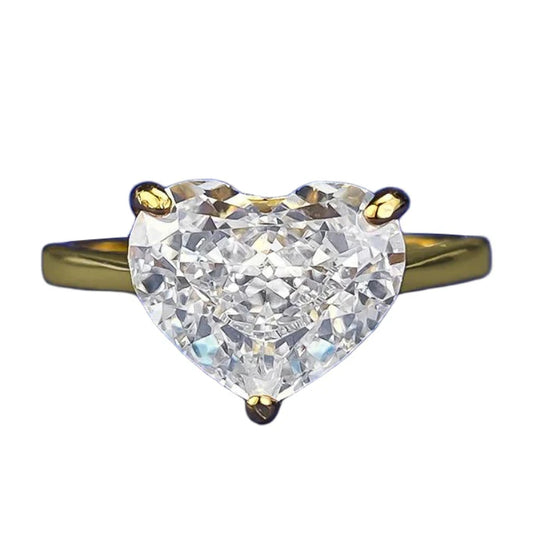 Urqanyu S925 silver ins style all-match fat heart cubic zirconia ring