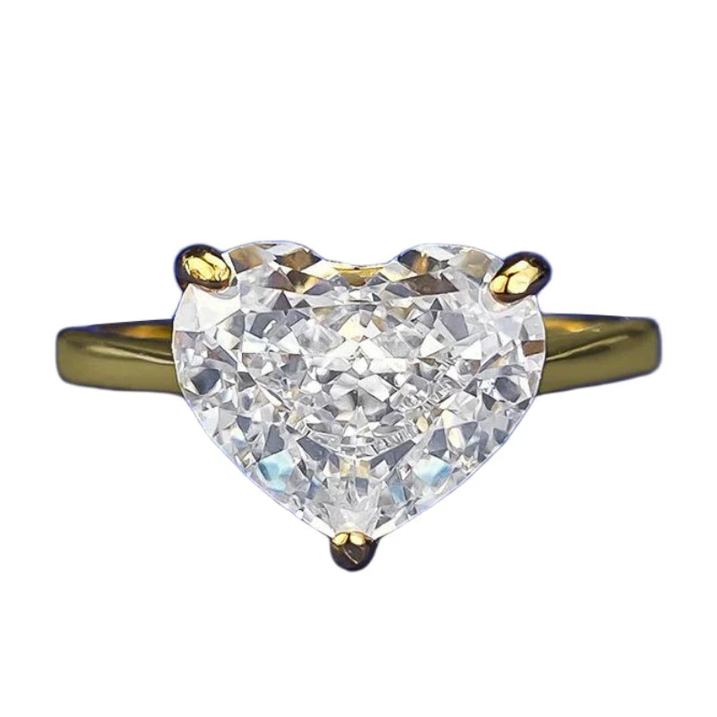 Urqanyu S925 silver ins style all-match fat heart cubic zirconia ring