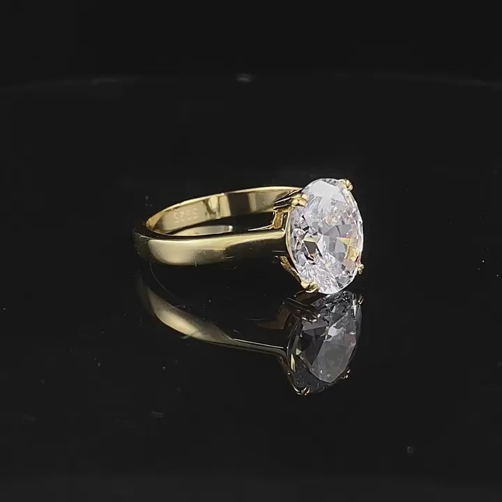 ビデオをロード: Urqanyu S925 silver inlaid 4 carat pigeon egg cubic zirconia ring