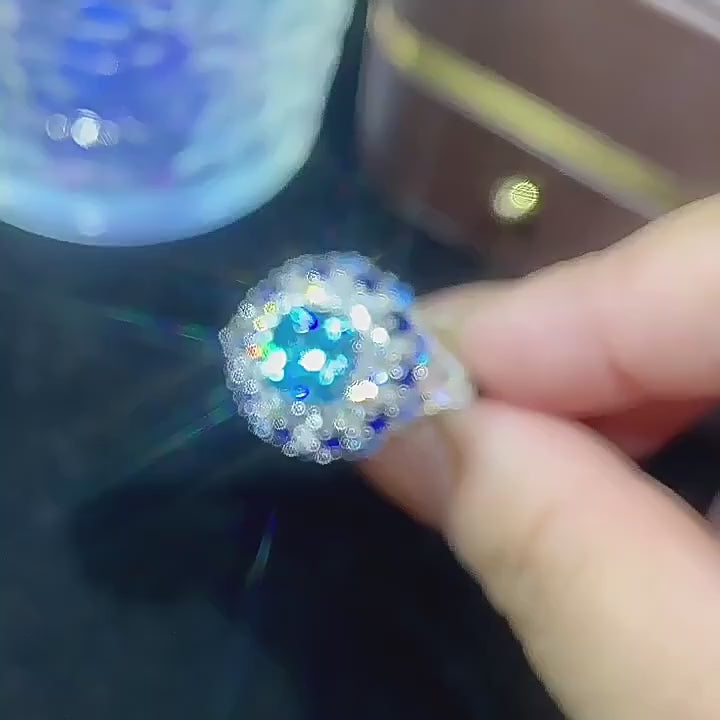 Load video: Urqanyu S925 silver simulated aquamarine stamen luxury cubic zirconia ring