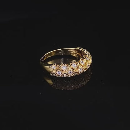 Urqanyu S925 silver gold-plated brushed retro pattern exquisite unique simple style cubic zirconia ring