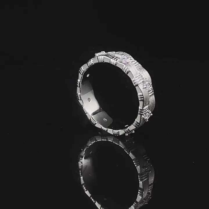 Load video: Urqanyu Bracchiati brushed cubic zirconia ring Italian craft S925 silver